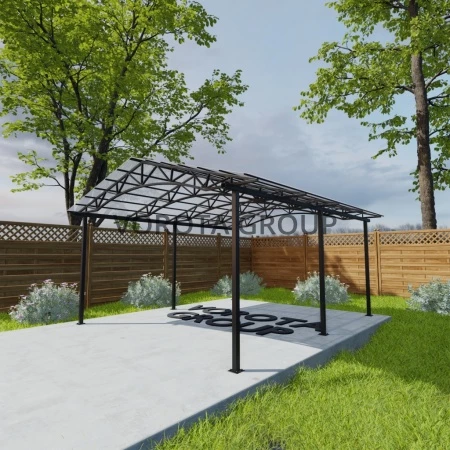 Двухскатный навес с арочным основанием белого цвета, сотовый поликарбонат 5500*6000