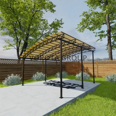 Полуарочный навес желтого цвета, монолитный поликарбонат 5500*8000