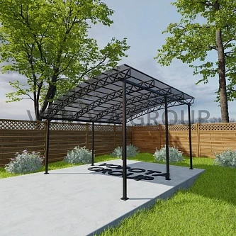 Полуарочный навес бронзово-серого цвета, сотовый поликарбонат 4500*7000